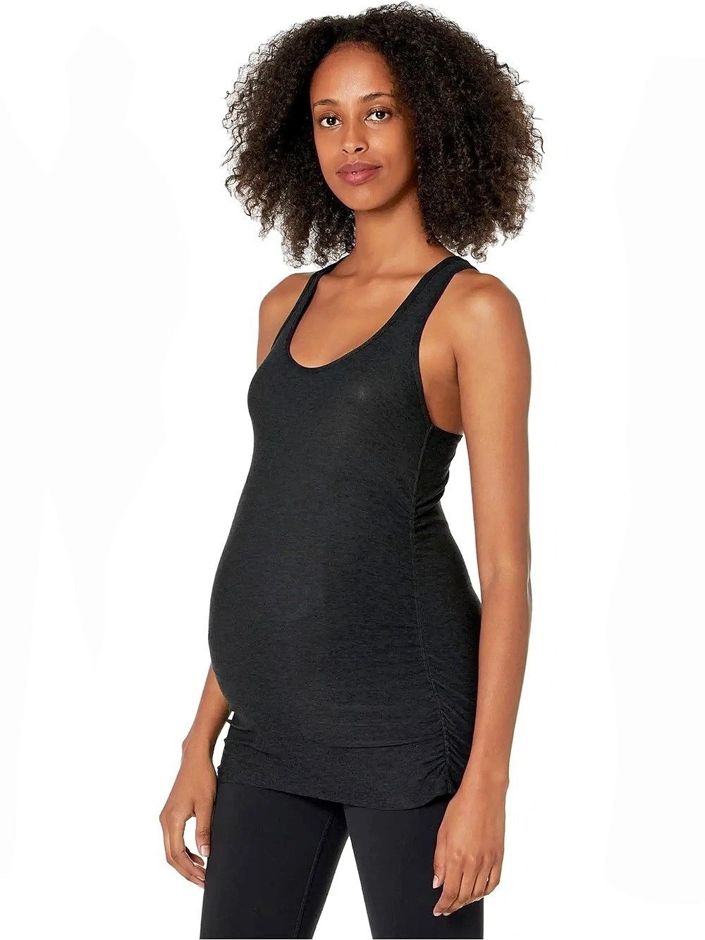 Beyond Yoga Maternity Travel Racerback Tank Top Black Charcoal Small